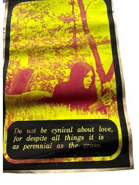 Vintage Poster Woman In Grass And Quote "Do Not Be Cynical About Love"